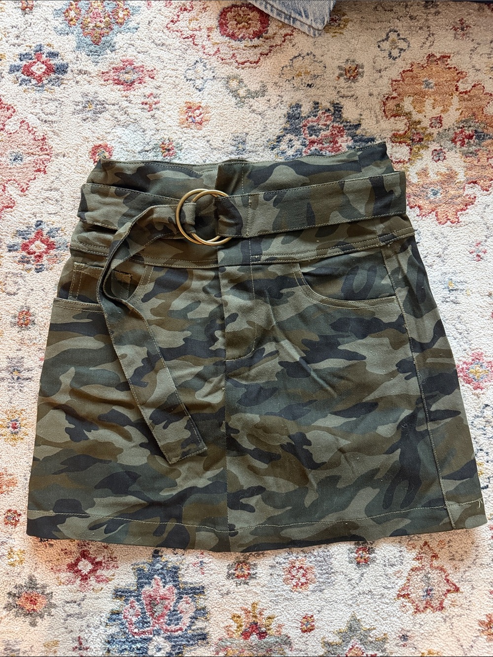 Signature Camo Mini Skirt with Belt - Olive & Dark Green